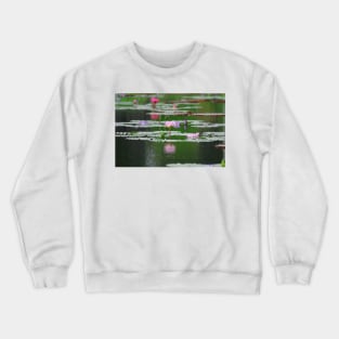 Water lilies in reflection Crewneck Sweatshirt